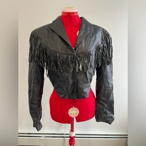 Vintage Leather Fringe Moto Jacket